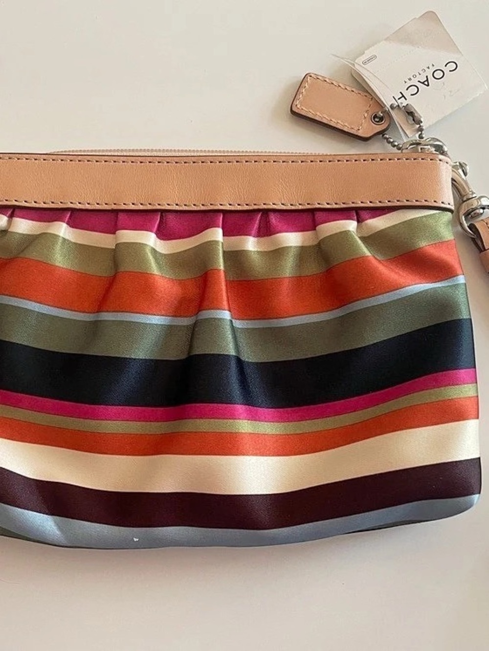 Coach Striped Wristlet in Multicolor & Brown